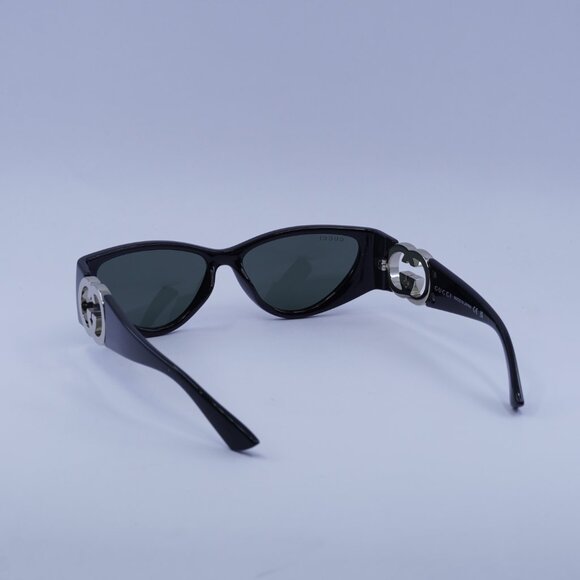 Gucci GG1824S 001 Sunglasses Black/Silver Cat Eye Frame, Grey Lenses main image 8